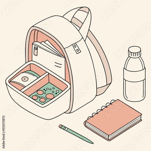 Packed Lunch in the Backpack vector
