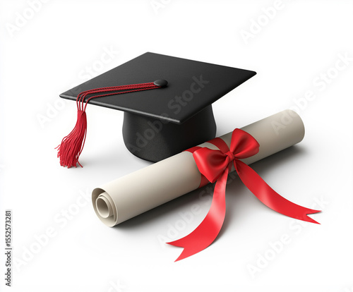 Wallpaper Mural Black Graduation Cap Red Ribbon Diploma Scroll image Torontodigital.ca