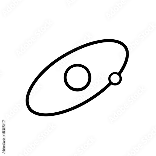 Orbital path icon with celestial bodies in outline style