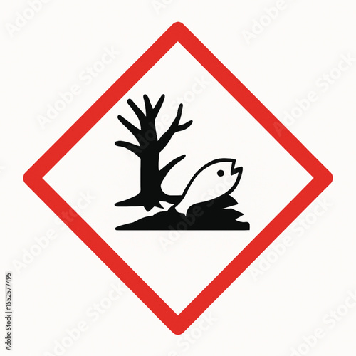 Danger to the Environment - Dead Fish and Tree Warning Sign