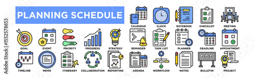 Calendar, Clock, Notebook, Checklist, Meeting, Reminder, Task List, Planner, Deadline, Appointment, Goal, Event, Priority, Progress, Strategy, Agenda, Workflow, Notes, Bulletin, Project, Memo, Timelin