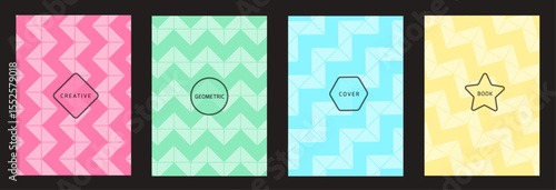 Abstract geometric poster background vector set. Cover template ideal design for social media, cover, banner, music, ads.