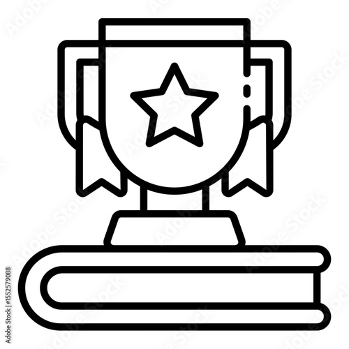 trophy book outline icon for student academic achievement