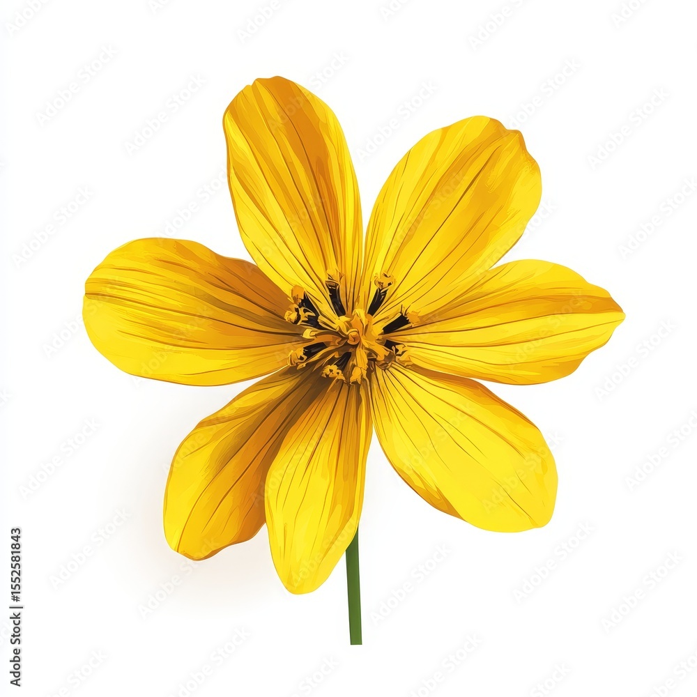 Obraz premium A yellow daisy flower in 2D, white background