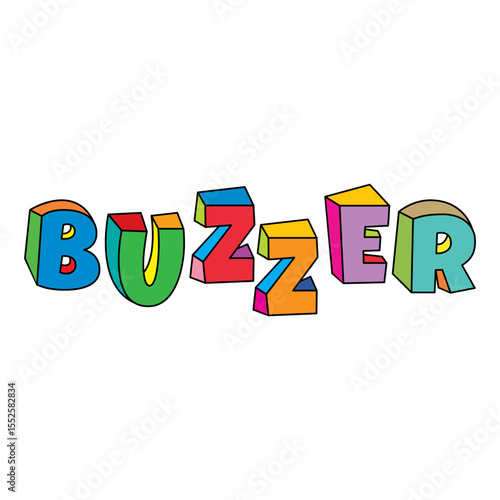 buzzer text colorful design vector on white background