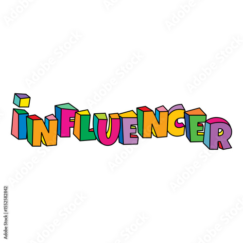 Influencer colorful text design vector
