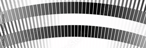 Black and white striped halftone gradient. Fading line gradation background. Repeating strip pattern backdrop. Parallel lines wallpaper for overlay, print, cover. Vector Doppler effect concept