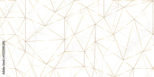 Abstract of simple GOLD line triangle pattern geometric background .white background creative and geometric shape with white luxury pattern .GOLDENand white geometric background with low poly triangle
