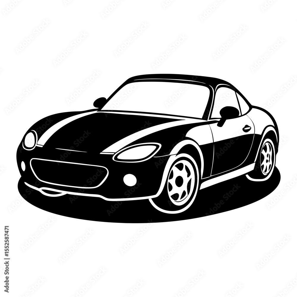 Fototapeta premium Modern High Speed Sports Car Silhouette Illustration in Black on Transparent Background