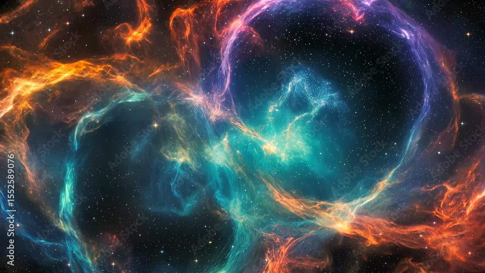 Colorful infinity circular nebula, cosmic space cloud of gas. Vibrant galaxy stars, awe inspiring universe stardust deep sky Colorful infinity circular nebula, cosmic space cloud of gas. Vibrant galaxy stars, awe inspiring universe stardust deep sky