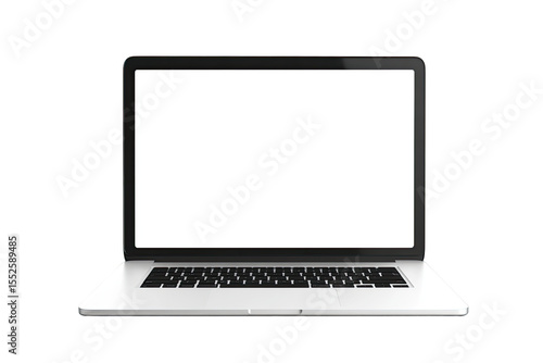 Front view of a laptop with a blank white screen (1)