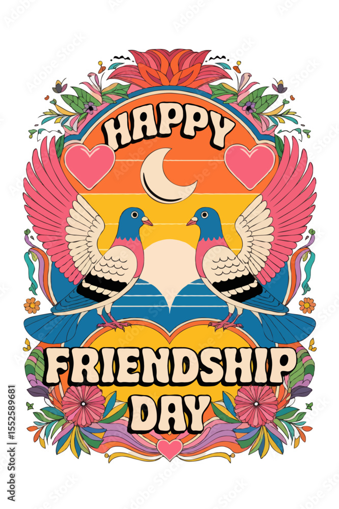 Fototapeta premium Vector EPS Typography Art for Celebrating Friendship Day