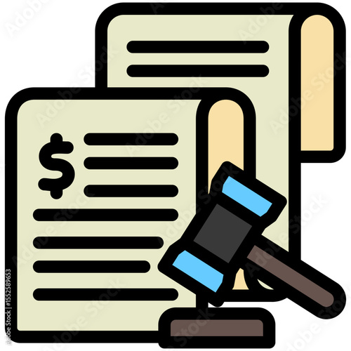 Penalty Fee outline color, mini illustration icon. use for modern concept, print, UI, UX kit, web and app development. Vector related to risk management, business, finance.