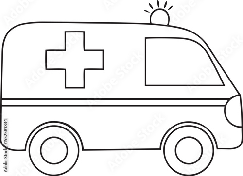 Vector icon design of ambulance, Isolated line art vector illustration of ambulance, ambulance vector logo icon design