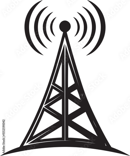 Communication tower or antenna vector illustration, communication tower or antenna vector silhouette or line art icon design