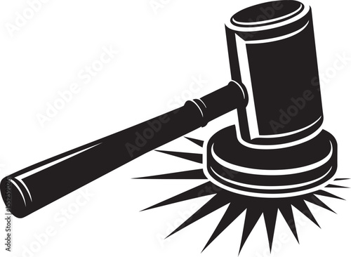 Vector illustration of representing law or auction, representing law or auction silhouette vector art, representing law or auction line art vector logo icon design