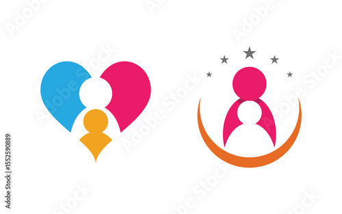 Human care Love adoption group network and social logo design v.18