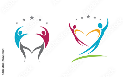 Human care Love adoption group network and social logo design v.23