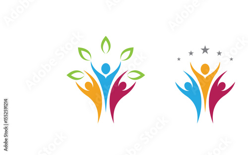 Human care Love adoption group network and social logo design v.29