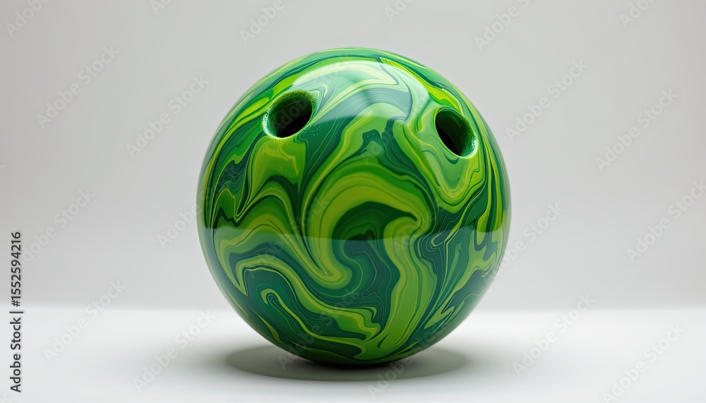 Colorful Swirling Bowling Ball with Green and Yellow Patterns Colorful Swirling Bowling Ball with Green and Yellow Patterns