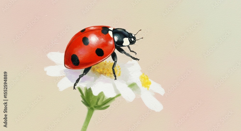 Fototapeta premium Ladybug on flower illustration