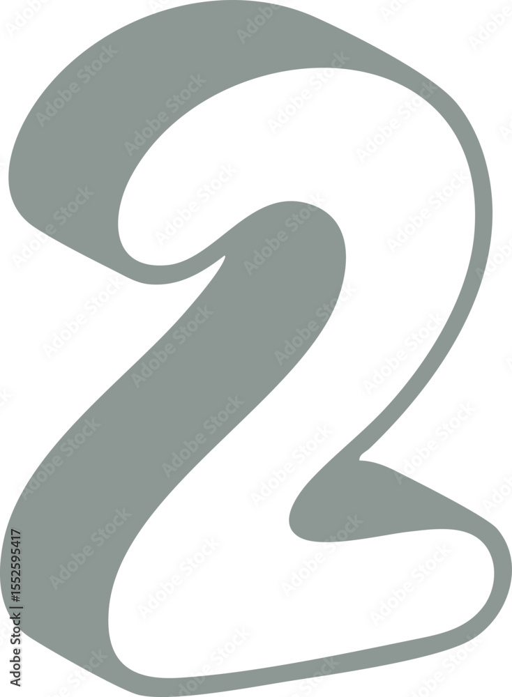 Naklejka premium 숫자 2 입체 그림자