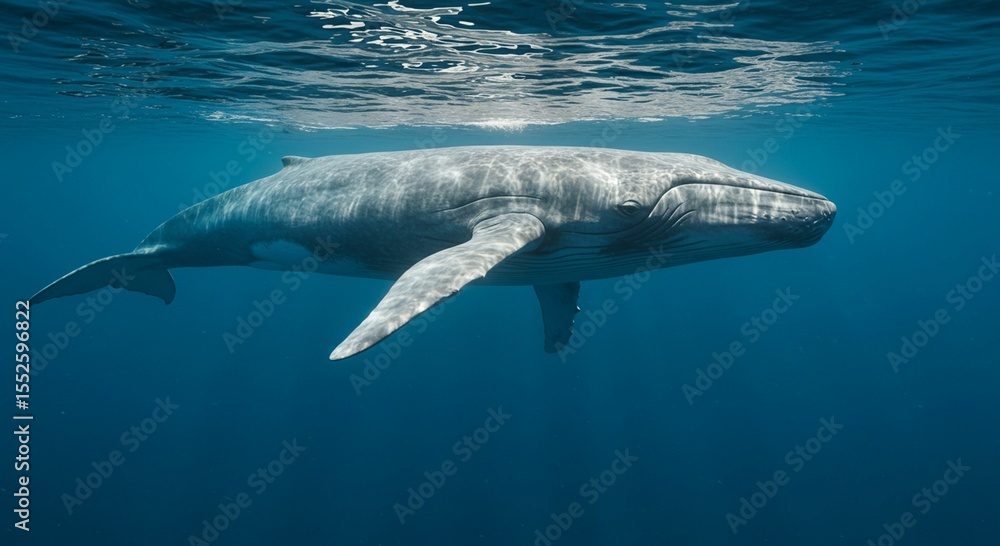 Fototapeta premium Large whale swimming underwater