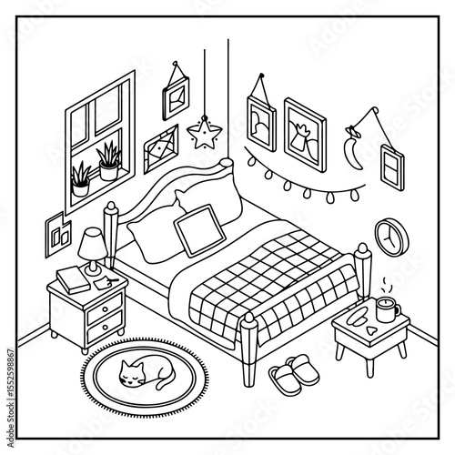 Minimalist Cozy Corner Cute & Comfy Coloring Pages for Kids and Adults.