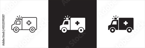Ambulance car icon. Emergency help ambulance car icon. First aid rescue vehicle symbol. Icon symbol compatible for ambulance, emergency help, rescue, hospital car. Vector illustration.