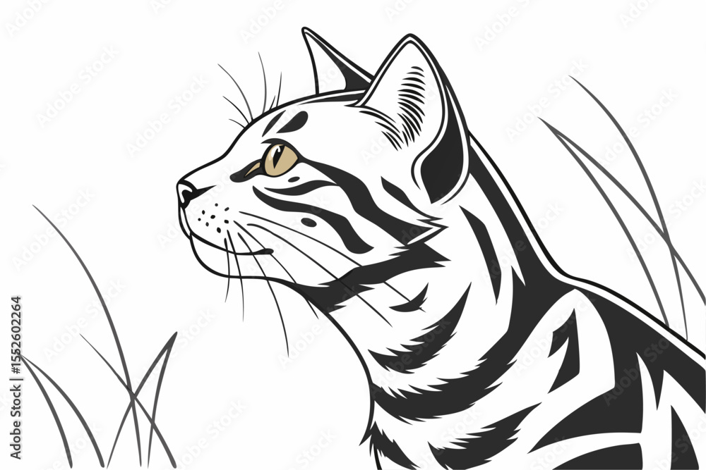 Fototapeta premium Toyger Majesty: Bold Line Art Portrait
