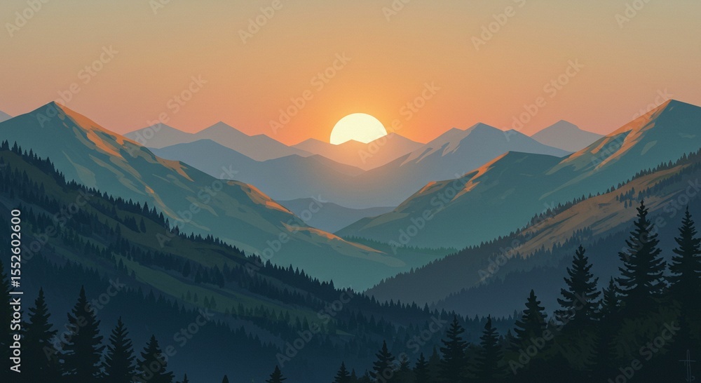 Obraz premium Majestic mountain sunset panorama