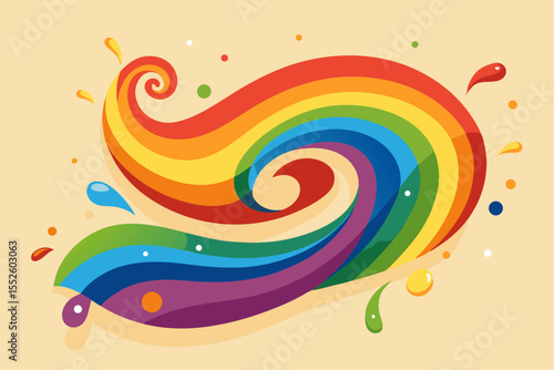 An illustration of a whirlwind dance of vibrant rainbows across the canvas