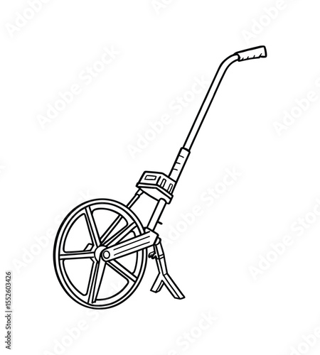 Measuring Wheel Tool Doodle Style Black and White Simple.