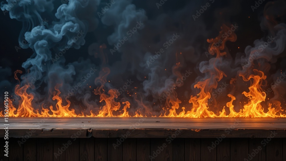 Obraz premium Intense Fire and Smoke Scene with Flames