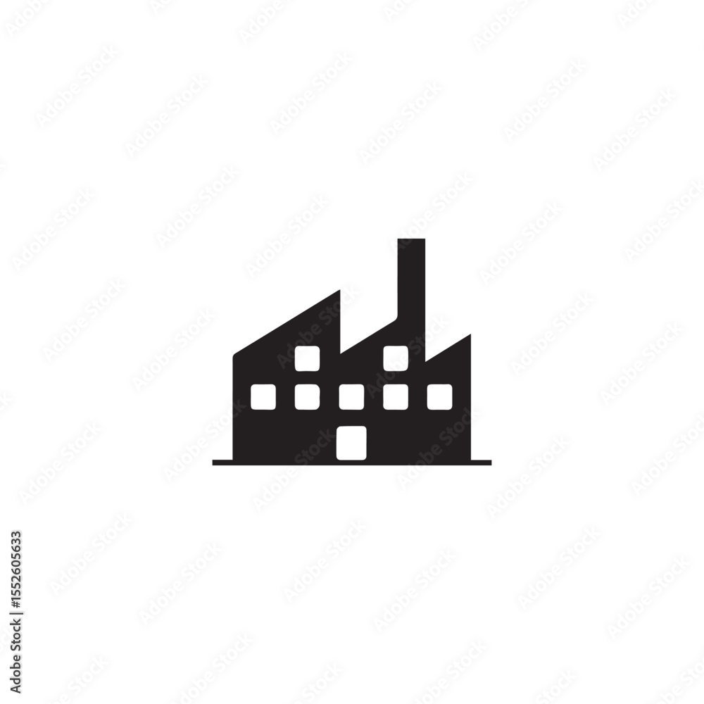 Obraz premium Vector art of a factory building with two sections and a chimney, isolated on white background
