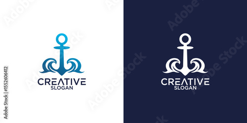 anchor logo design vector