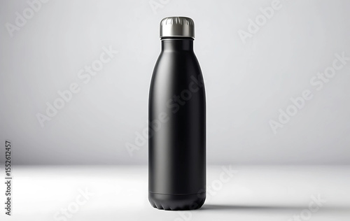blank black reusable aluminum eco thermo bottle mockup
