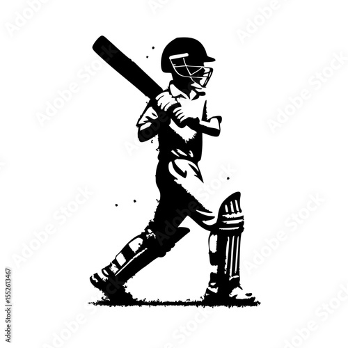 Cricket Kids player Silhouette Grunge Splatter and Dripping Spray Effects