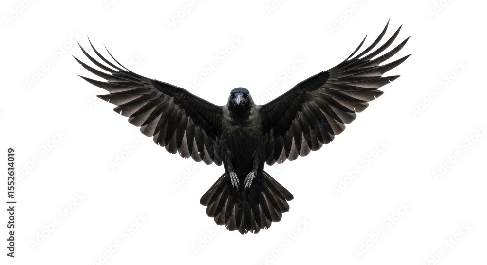 Fototapeta premium Majestic Crow with Wings Spread Wide.