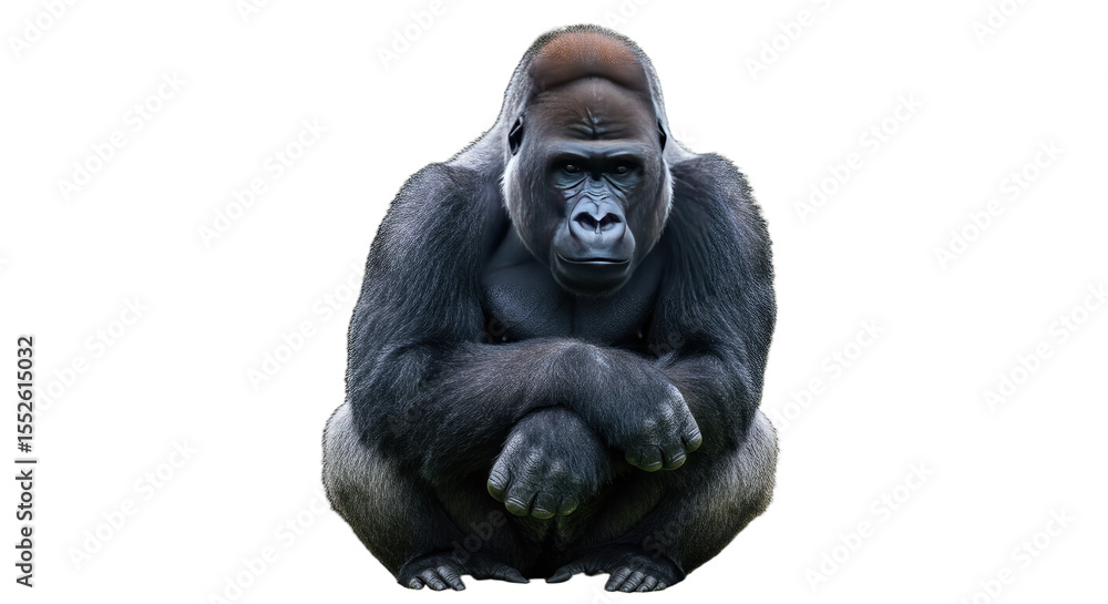 Majestic Gorilla Sitting and Looking Forward. Majestic Gorilla Sitting and Looking Forward.