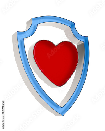 Heart and shield on white b...