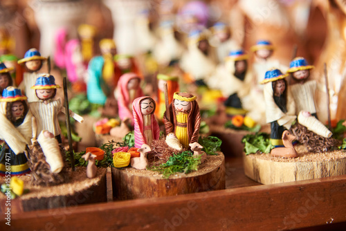 Handcrafted nativity scenes in Raquira, a Colombian town known for its handicrafts.