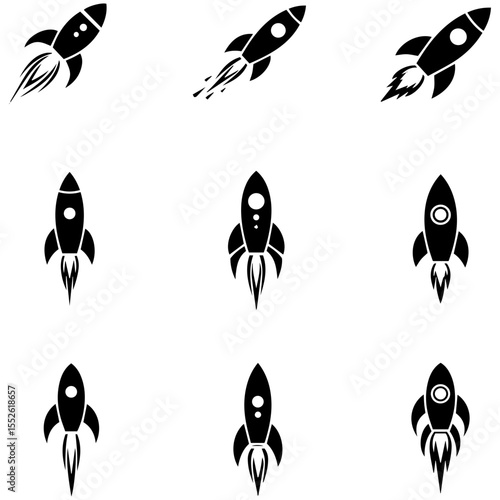 A modern and cohesive set of rocket silhouettes, ensuring a consistent look across your user interface