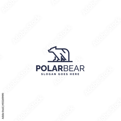 Minimalist Polar Bear Line Art Logo Design