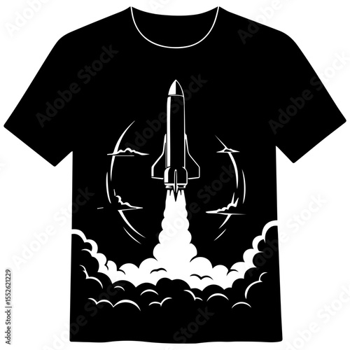 T-shirt with curated rocket design that favor realism and engineering detail over fantasy elements