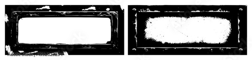 Vector Rustic rectangular frames with distressed edges create vintage openings.