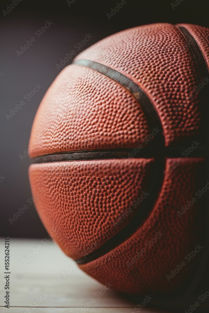Naklejka premium Cropped image of basket ball on table
