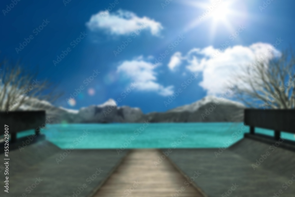 Fototapeta premium Computer graphic image of boat dock by lake