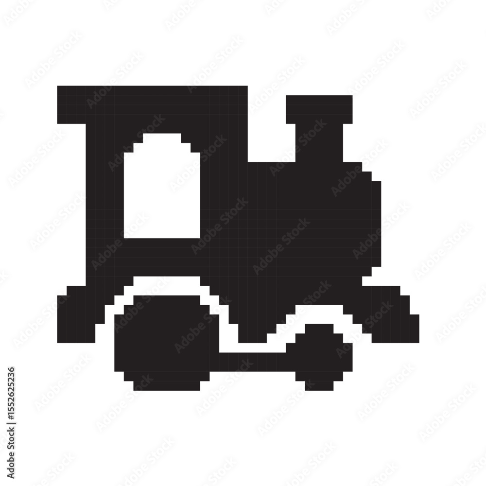 Fototapeta premium train icon pixel art, vector illustration on isolated background. 