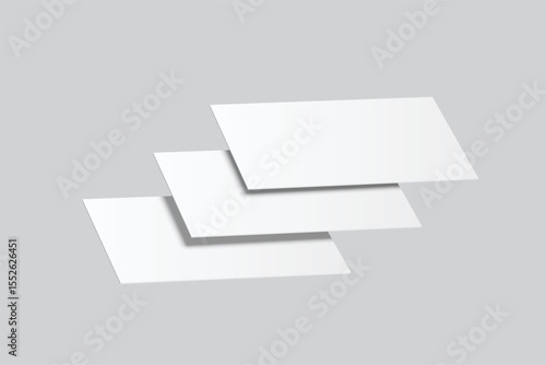 Vector realistic flying business card mockup template isolated. Empty design for presentation branding, corporate, gift card, play card, game card, note cards, greeting card, invitation, credit card
